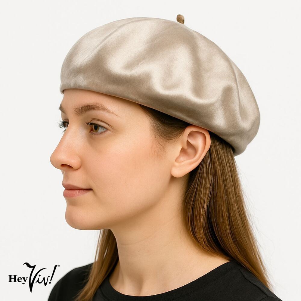 Ivory Velvet Beret Satiny Smooth Retro Style Hat One Size Fits Most – Hey Viv